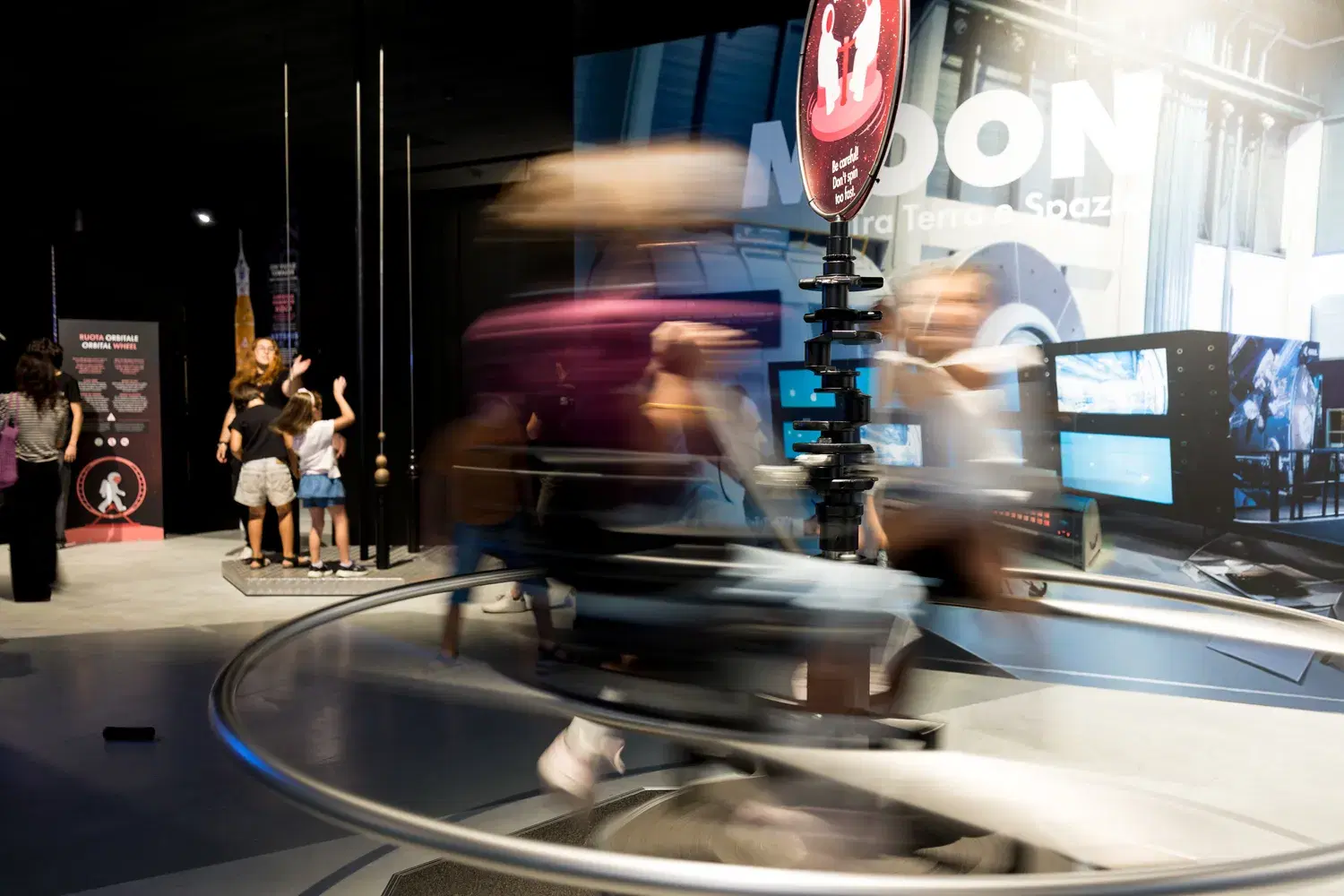The astronaut school's spinning ride, caught in motion