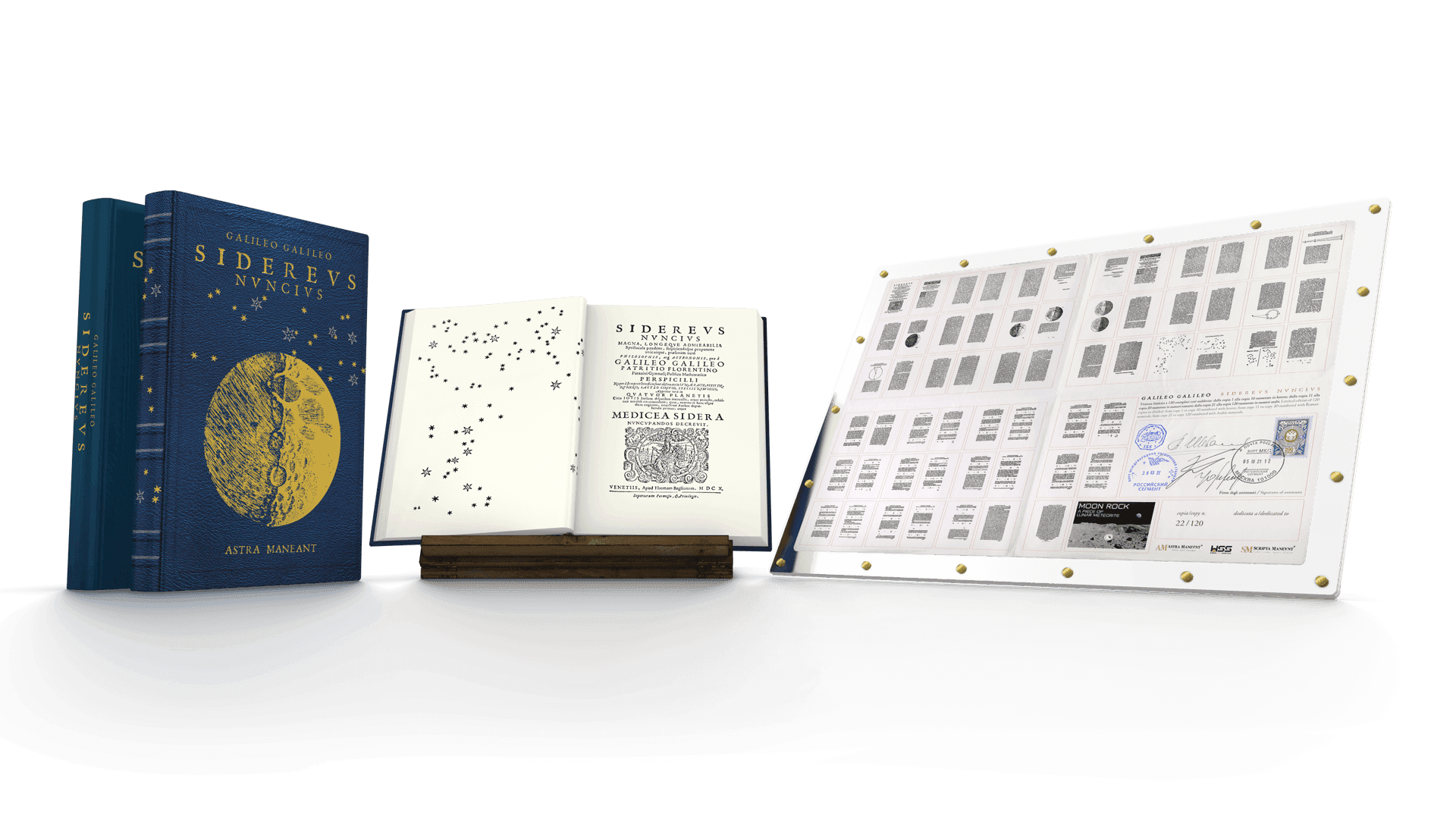 L'edizione anastatica del Sidereus Nuncius: il volume rilegato accanto al libro aperto